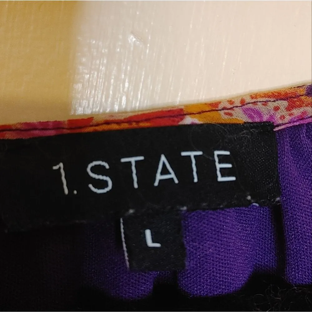 1 State Floral Size Large L Colorful Vibrant Boho Bohemian Top Blouse Classy - Image 3