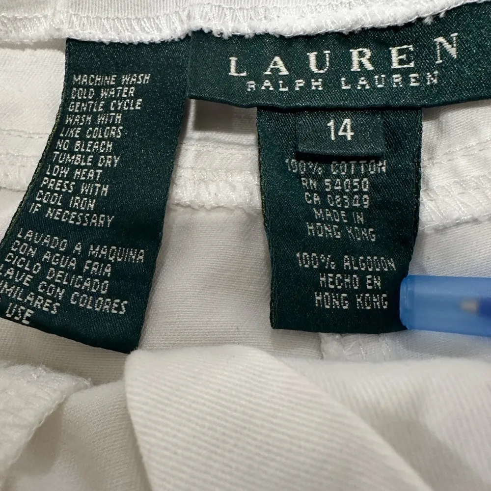 Lauren Ralph Lauren Sz: 14 Women White Chino Shorts Stretch Cotton Preppy. - Image 6