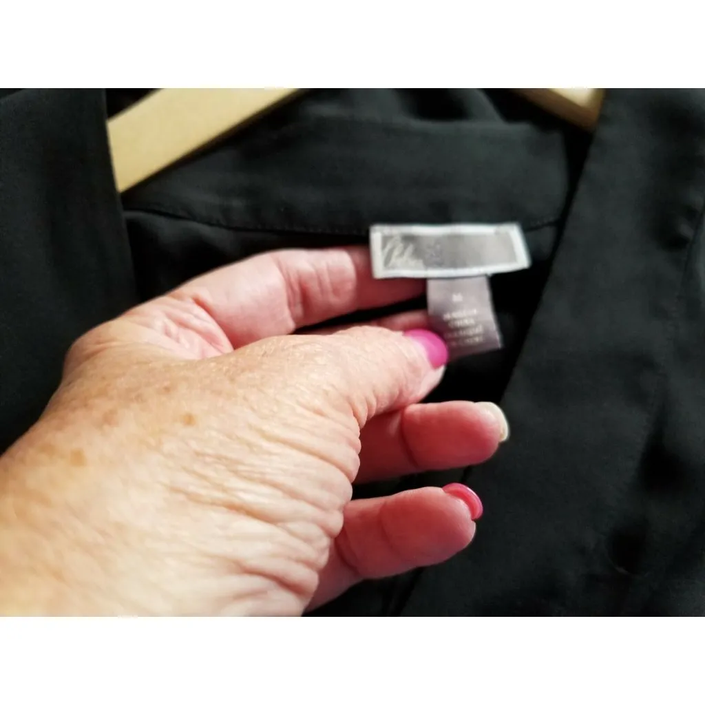 Chelsea28 Womens Faux Wrap Top Long Sleeve V Neck Blouse Black Size (M) - Image 15