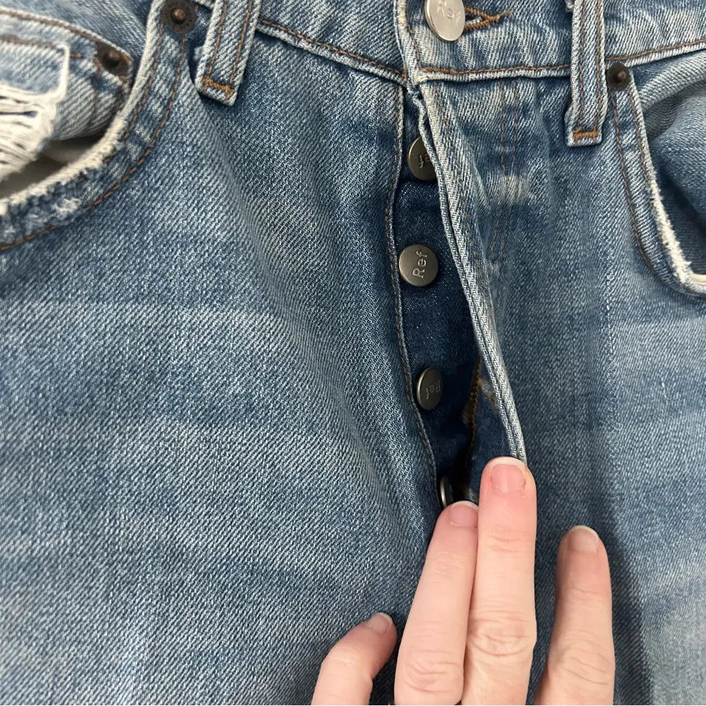 Reformation High Rise Cynthia Button Fly Relaxed Straight Leg Denim Blue Jean 25 - Image 4