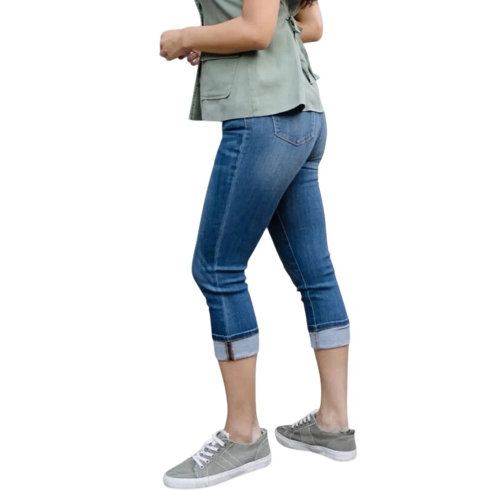 Judy Blue Serenity Mid Rise Capri Jean Dark Wash Stretch JB82154DK Size 9/29 - Image 3