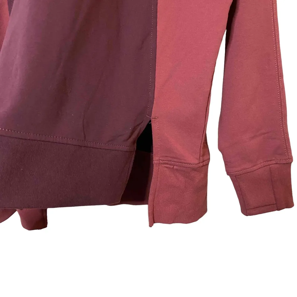 Athleta Women Burgundy Red Purple Thumb Holes Colorblock Pullover Sweater Size M - Image 6