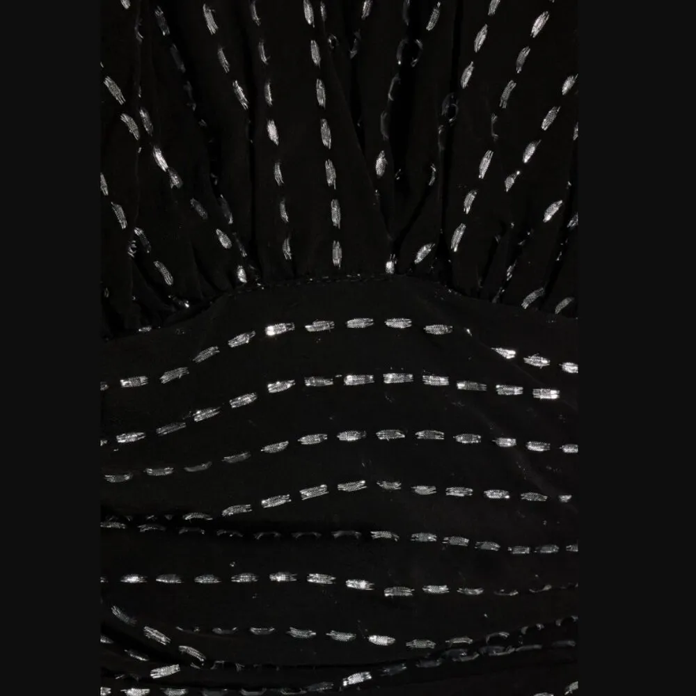 IRO Sigma Wrap-effect Metallic Fil Coupé Crepe Mini Dress In Black FR 38 / US 6 - Image 3