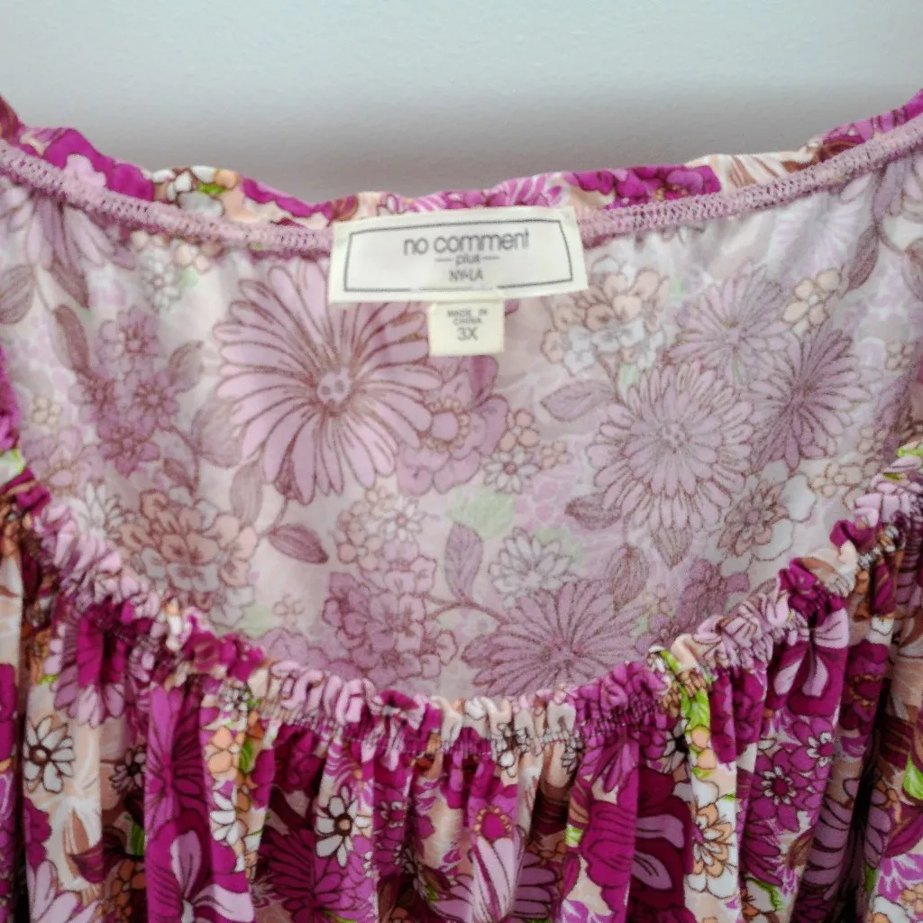 NWT No Comment Plus Womens Pink Purple Floral Stretch On Off Shoulder 3X Dress - Image 5