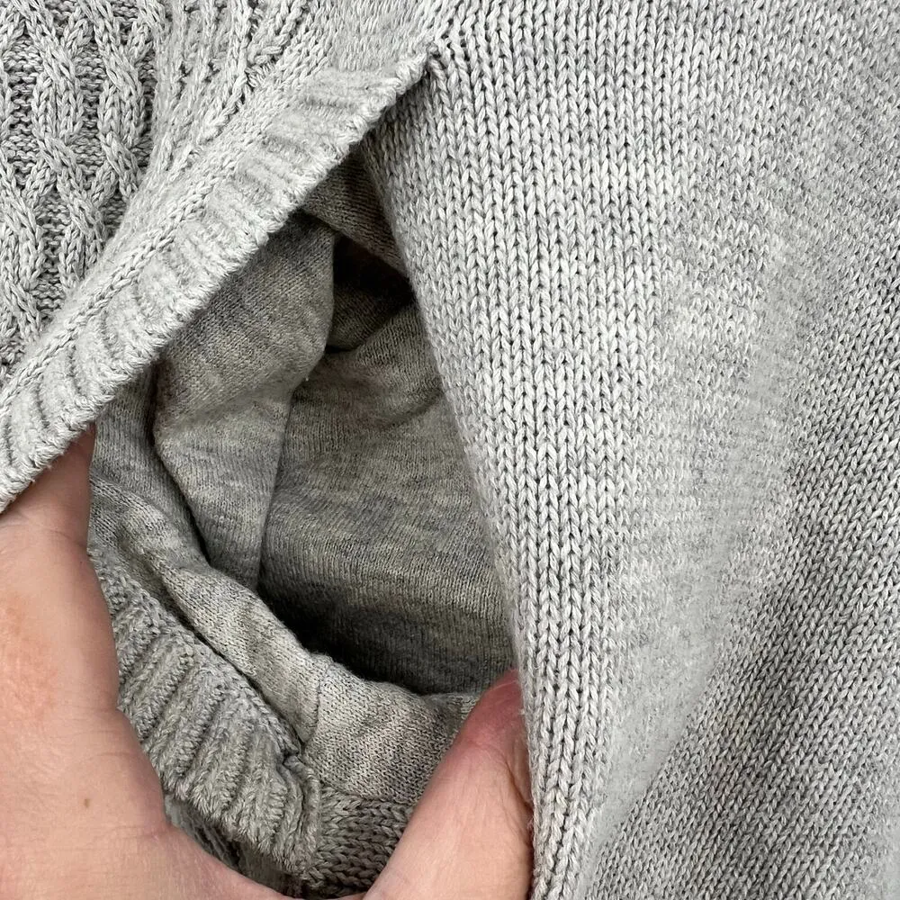 CABI Cowl Neck Poncho Gray Cable Knit Sweater Big Pocket Warm Cozy 3003 - Image 6