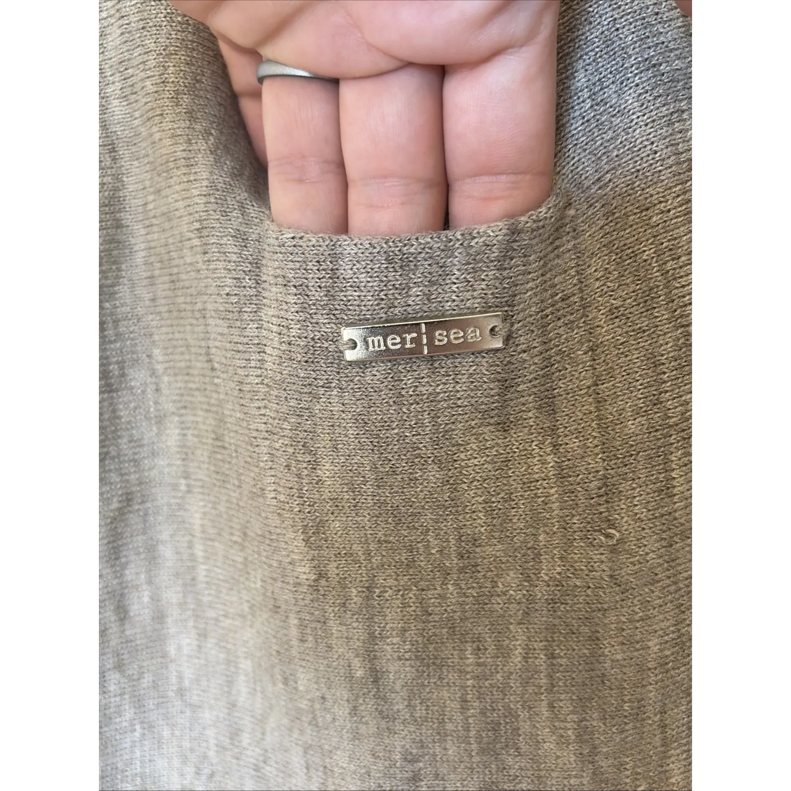Mer Sea Gray Brown Dolman Sleeve Crewneck Knit Side Slit Blouse Top Shirt OSFA Size undefined - Image 6
