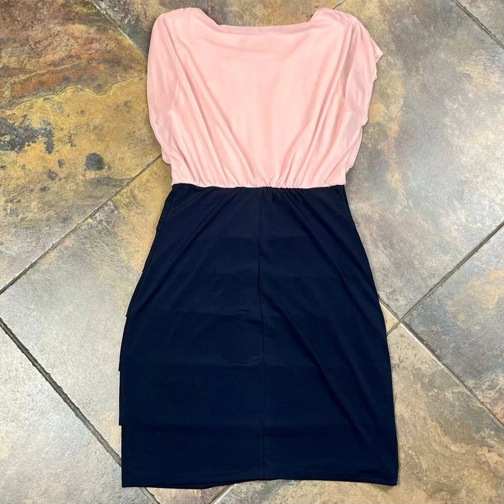 Enfocus Studio Pink Navy Blue Mini Dressy Dress 4 - Image 9