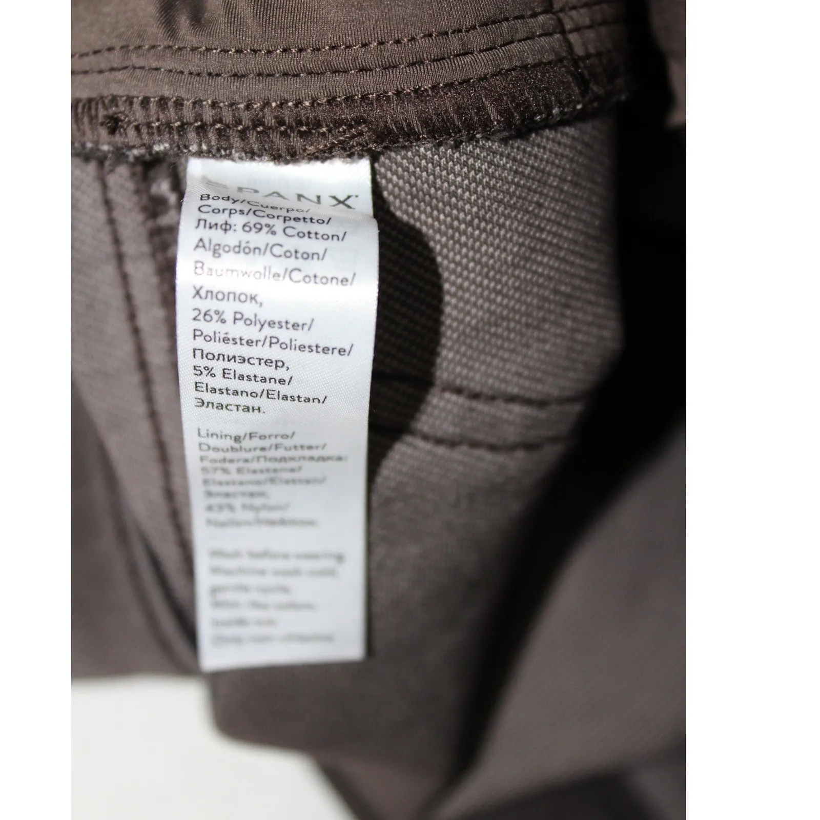 SPANX Perfect Brown Pants High Waist Full Length Slim Straight Leg Brown L - Image 4