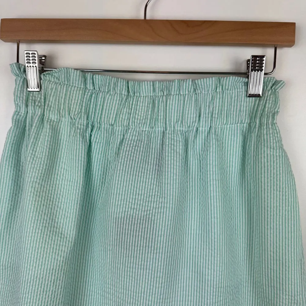 NWT Lauren James Seersucker Skirt Sz S Scalloped Hem Mint Stripe Pockets Preppy‎ - Image 2