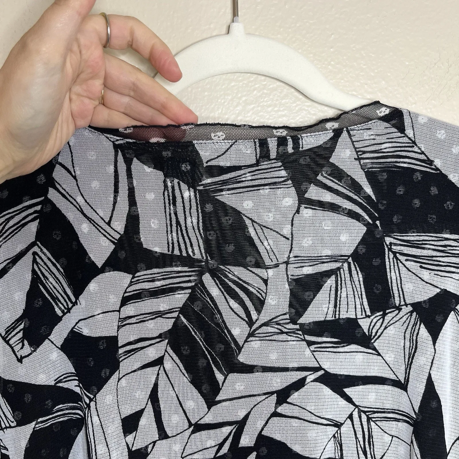 y2k babydoll top Mesh Sheer Abstract Polkadot Whimsigoth Twee Grunge L Goth Fest Black Size L - Image 6