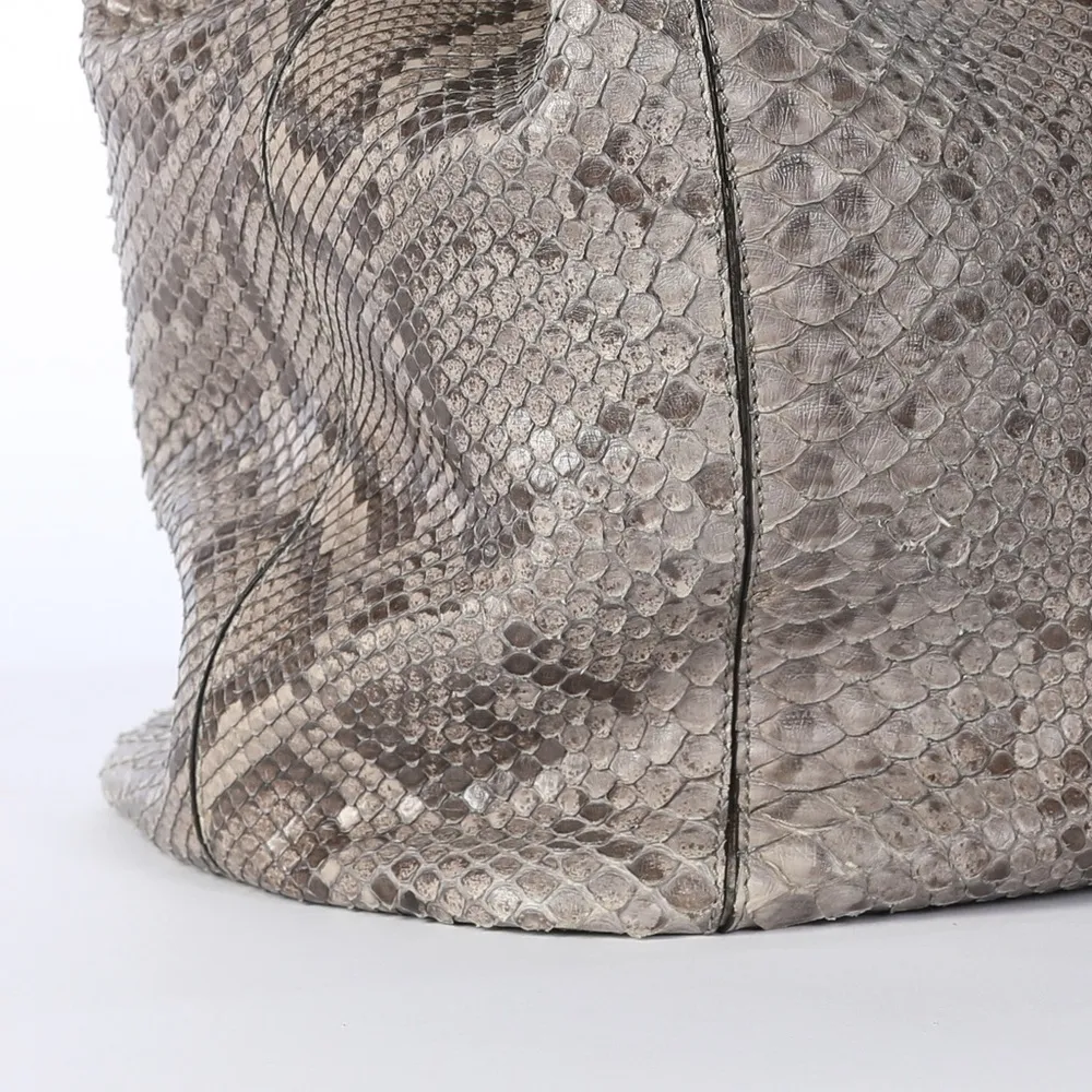 Cape Cobra Grey Snakeskin Large Shoulder Bag Gray - Image 7
