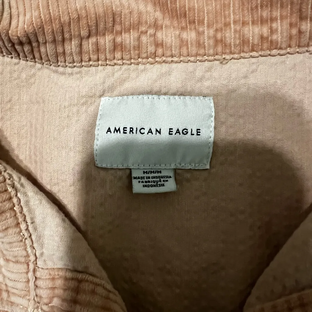 American Eagle  Cropped Blush Pink Corduroy Jacket Size Medium - Image 7