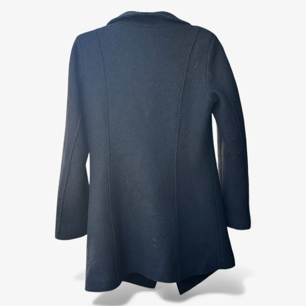 Halogen Asymmetrical Zip Boiled Wool Blend Black Coat Size M - Image 4