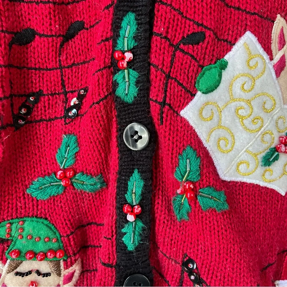 🎄Vintage 90s Bobbie Brooks Red and Green Christmas Sweater Vest - Image 5