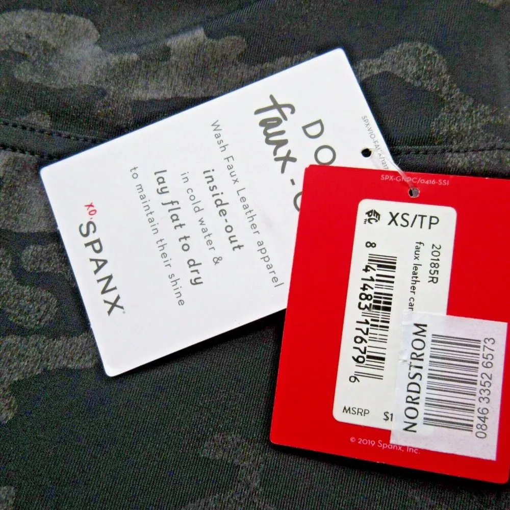 NWT SPANX 20185 Faux Leather Camo Leggings in Matte Black Camo XS - Image 4