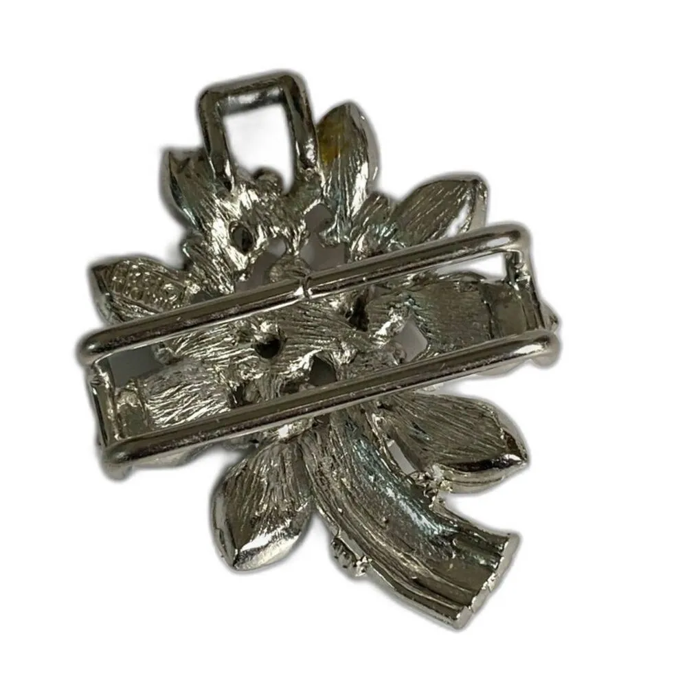 Vintage Mimi Di N Designer Belt SILVERTONE Buckle Floral 1981 Retro Fashion 80s Silver - Image 3