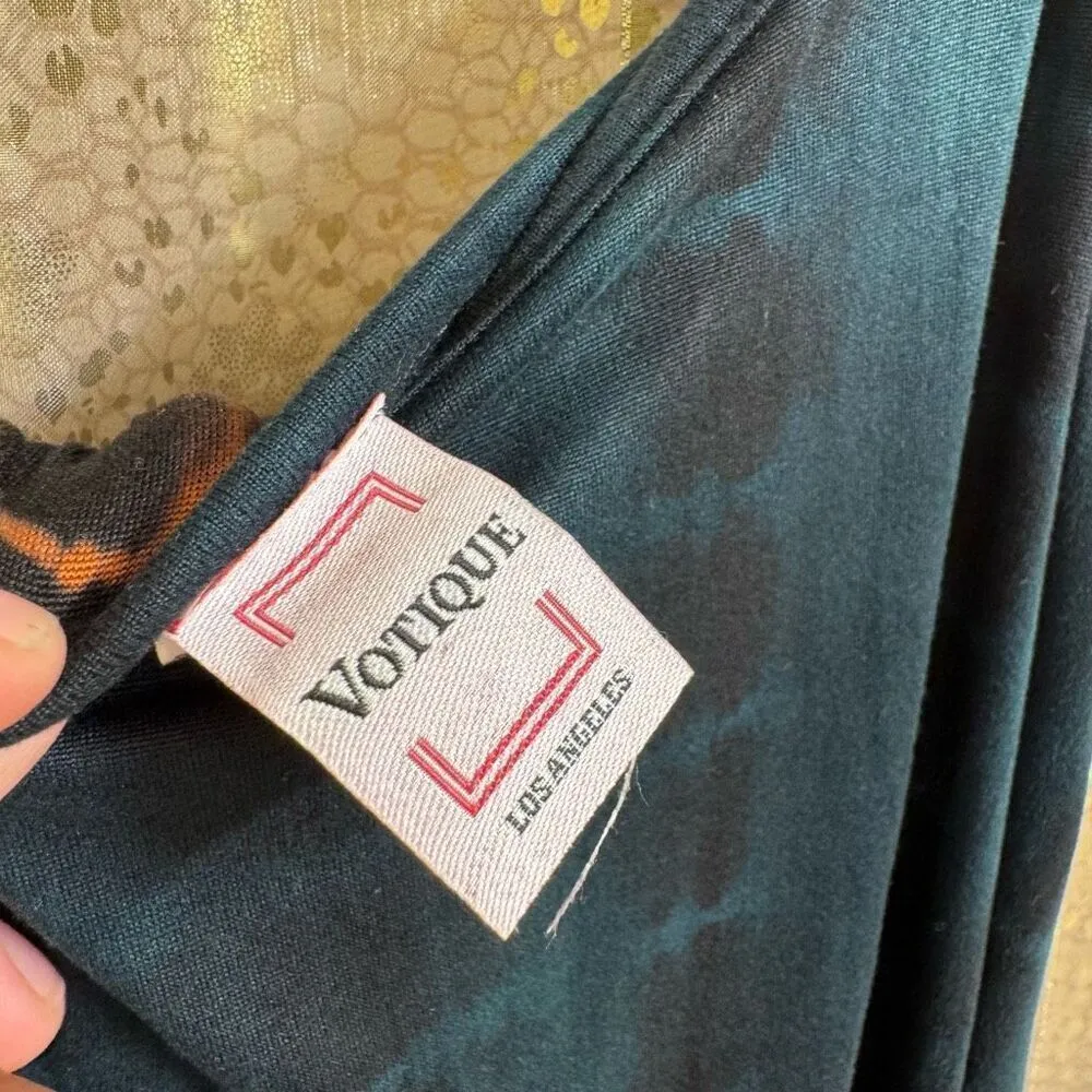 Votique Red Green Orange Tie Dye Stretchy Summer Maxi Dress M/L Size M - Image 6