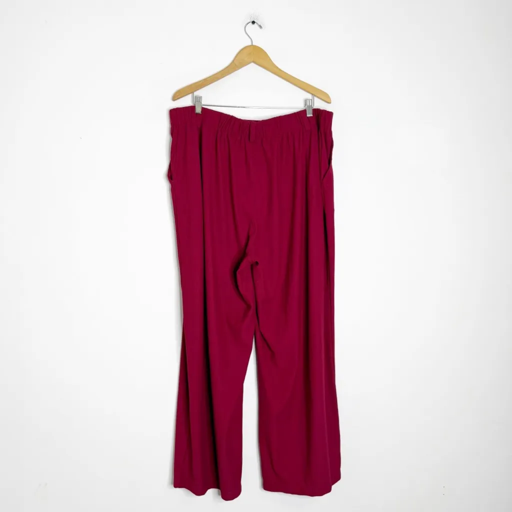 Halara Flex High Waisted Wide Leg Waffle Work Pants – Plus Size 2X – Burgundy - Image 3