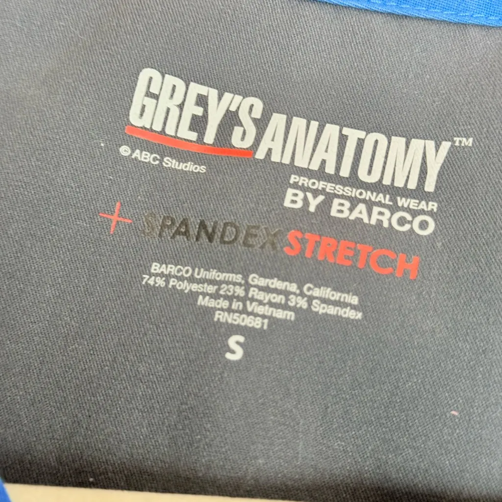 Grey’s Anatomy by Barco Spandex Stretch Kim V-Neck Scrub Top Women’s Small Royal - Image 5