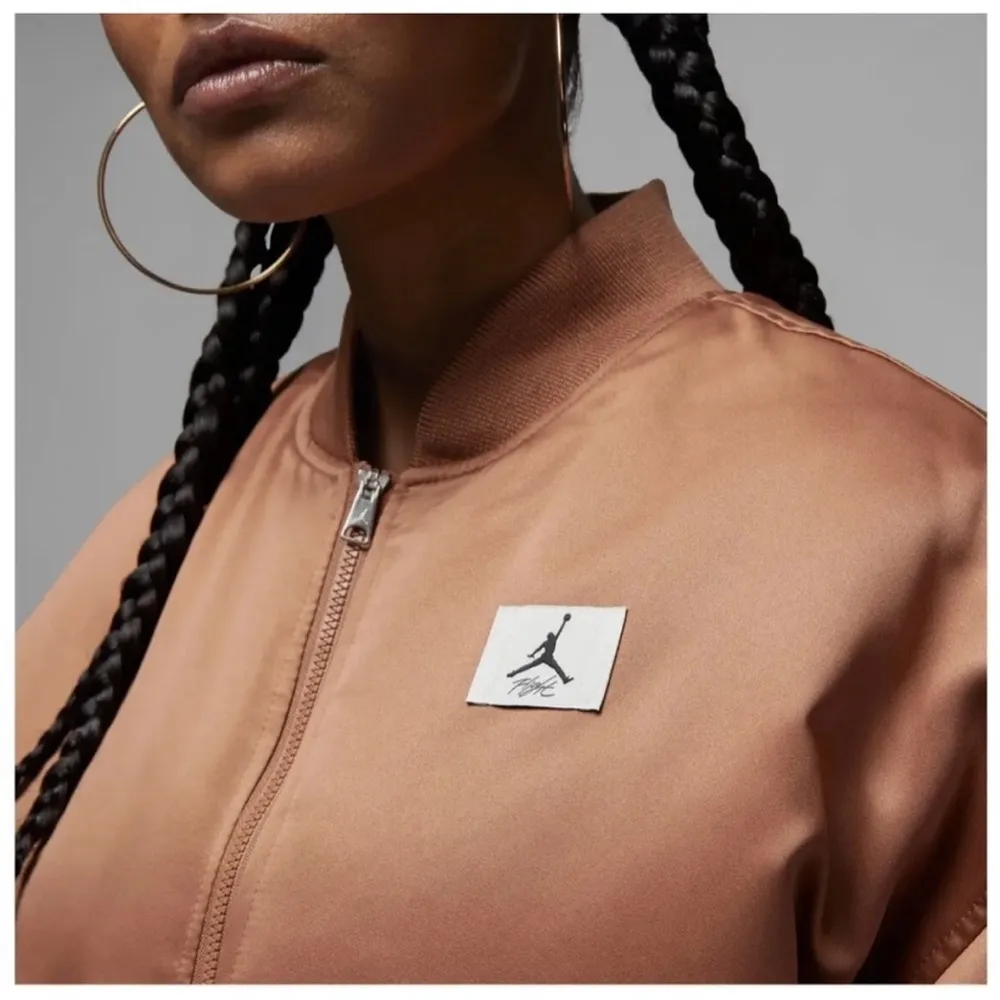 Nike Air Jordan Flight Renegade Women’s Bomber Jacket Oversized Copper NEW - Image 4