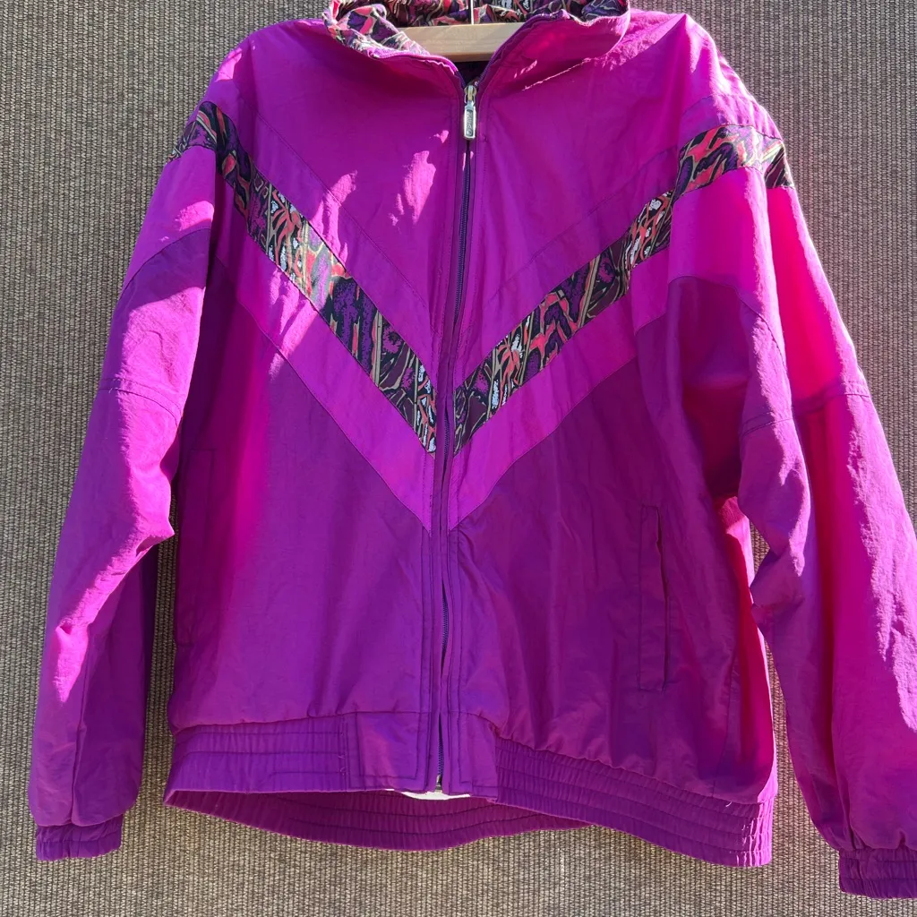 Vintage HEAD 90s Purple Pink Native Aztec Jacket Women's Size Medium - Image 2