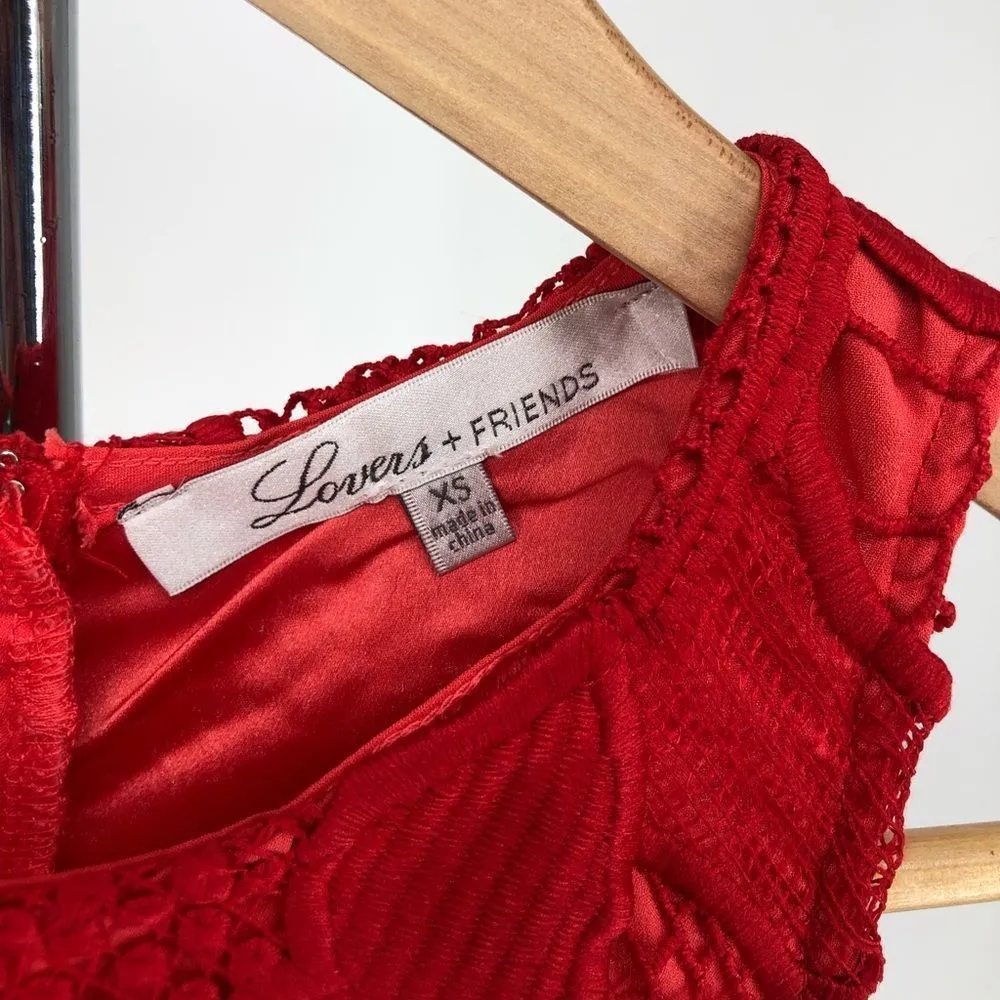 Lovers + Friends Caspian Lace Shift Mini Dress in Coral Red size XS - Image 11