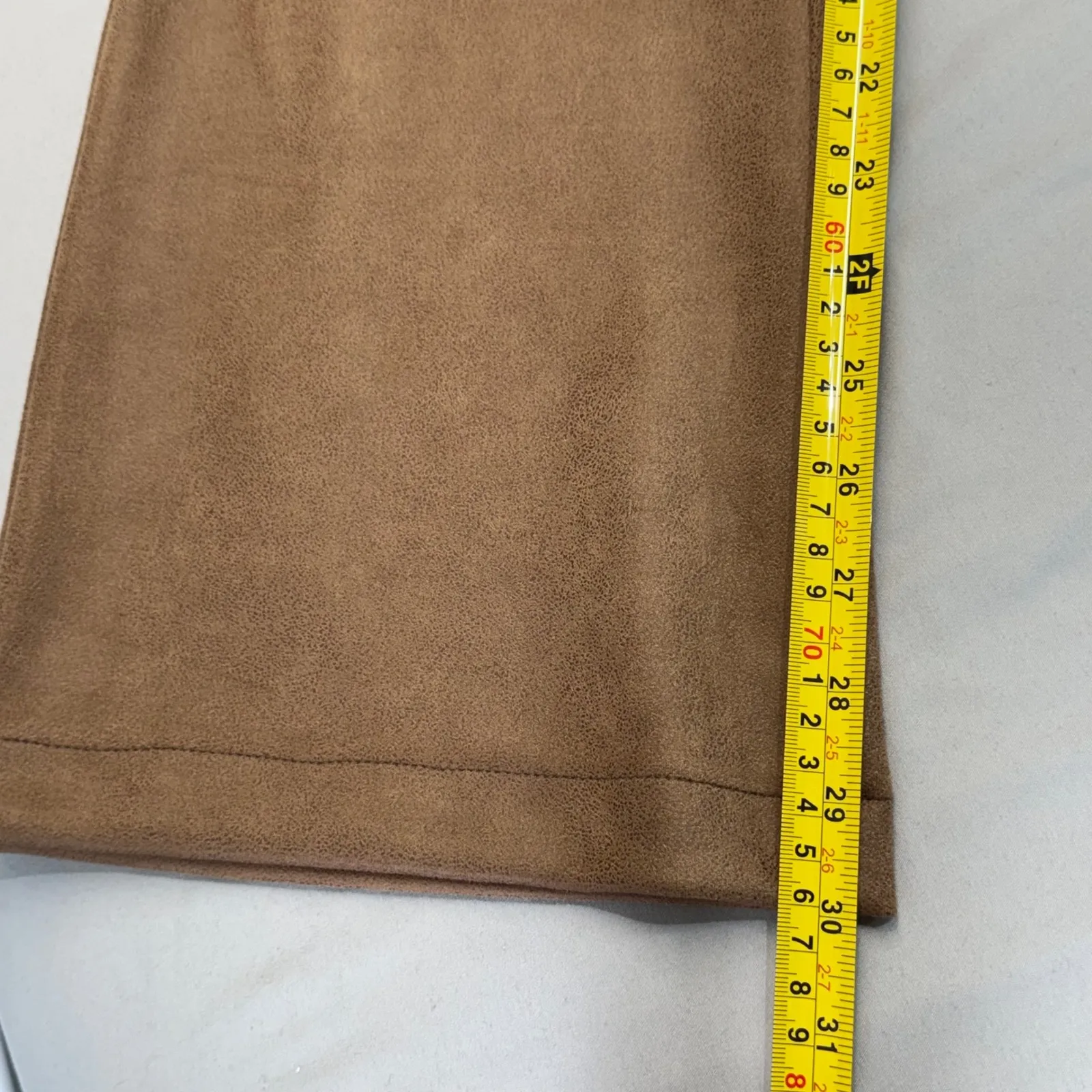 Forever 21 Y2K Faux Suede Flare Pants Camel Brown Small NWT 28x30 - Image 11