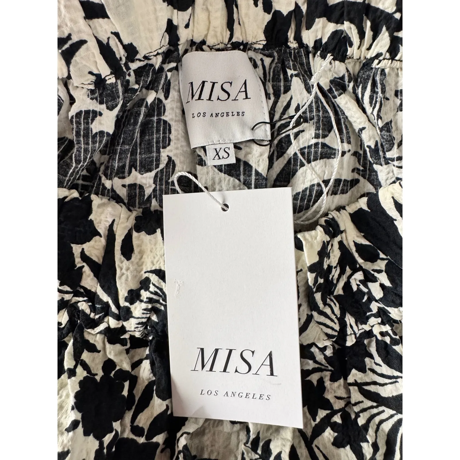 MISA Los Angeles Off The Shoulder Floral Print Smocked Waist Mini Dress XS/S - Image 8