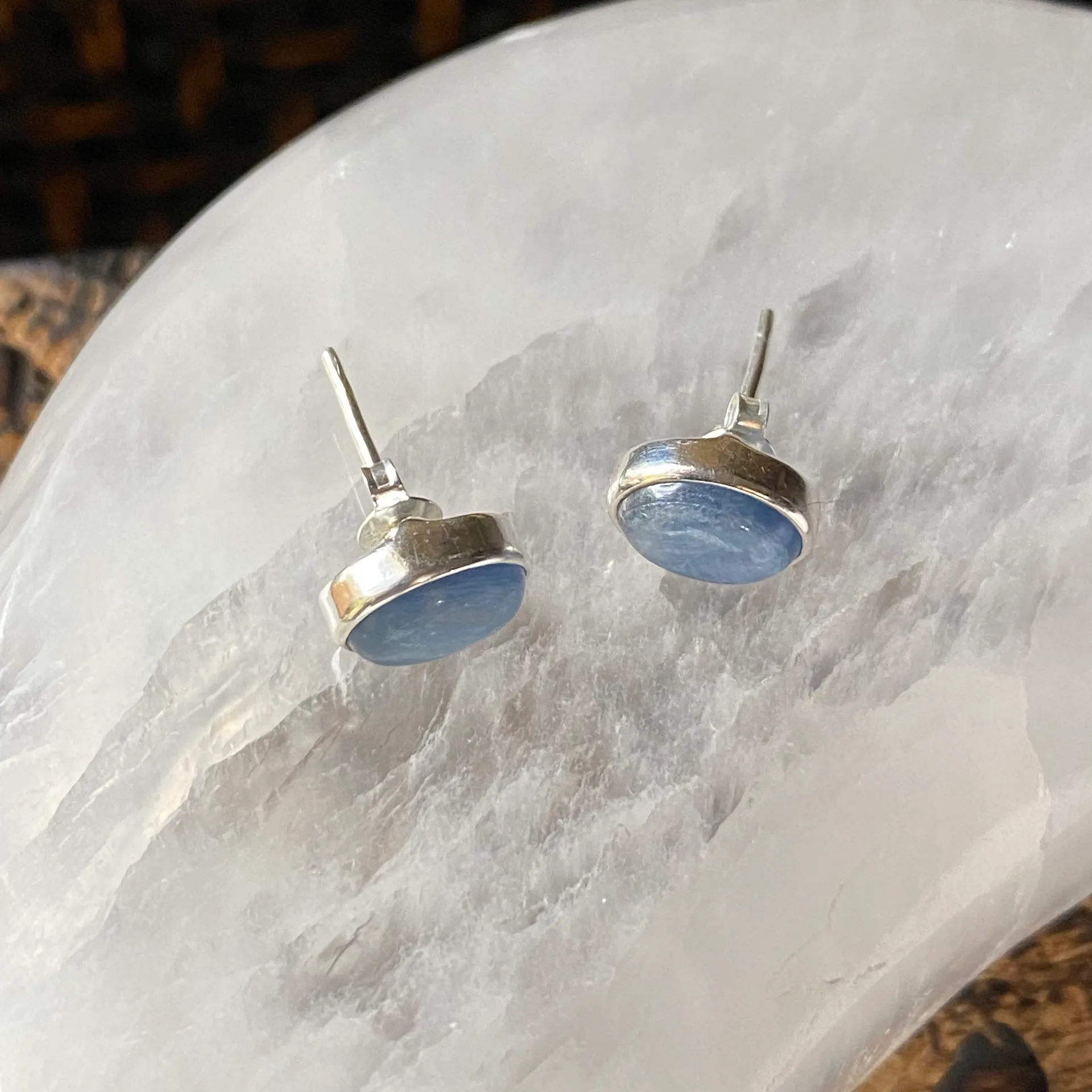 Blue Kyanite Sterling Gemstone Stud Earrings - Image 6