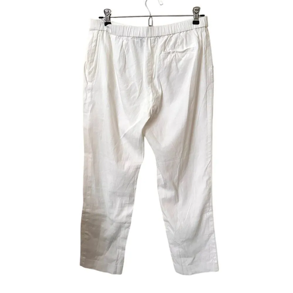 THEORY Treeca Pull-On White Good Linen Trouser‎ Sz 8 - Image 4