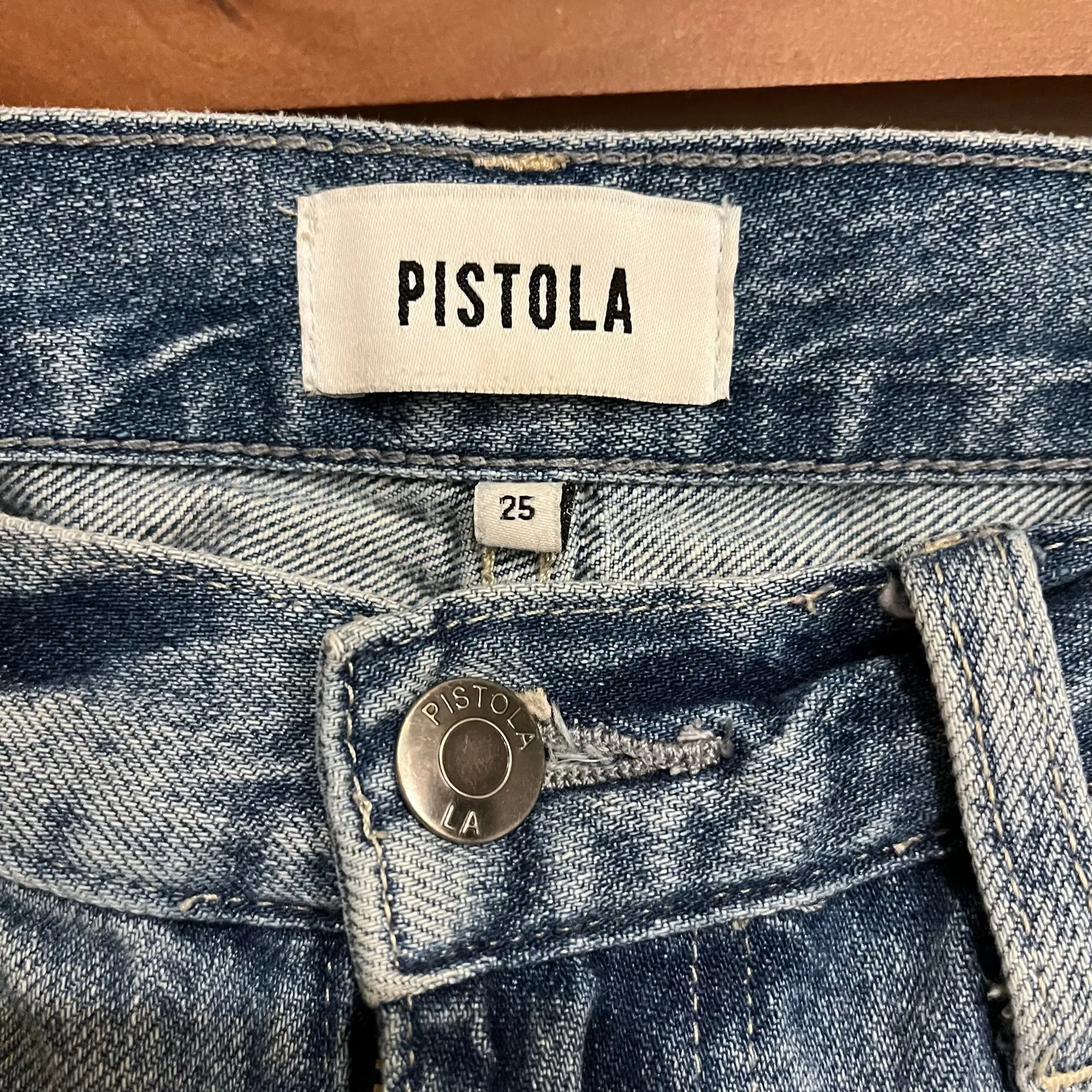 Pistola Jeans Bobbie High Rise Wide Leg Baggy Distressed Light Wash Size 25 - Image 7