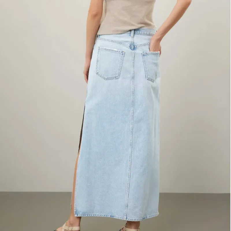 Agolde Denim Maxi Skirt SIZE 27  Jean Slit Western Rigid Country Festival $258 - Image 2