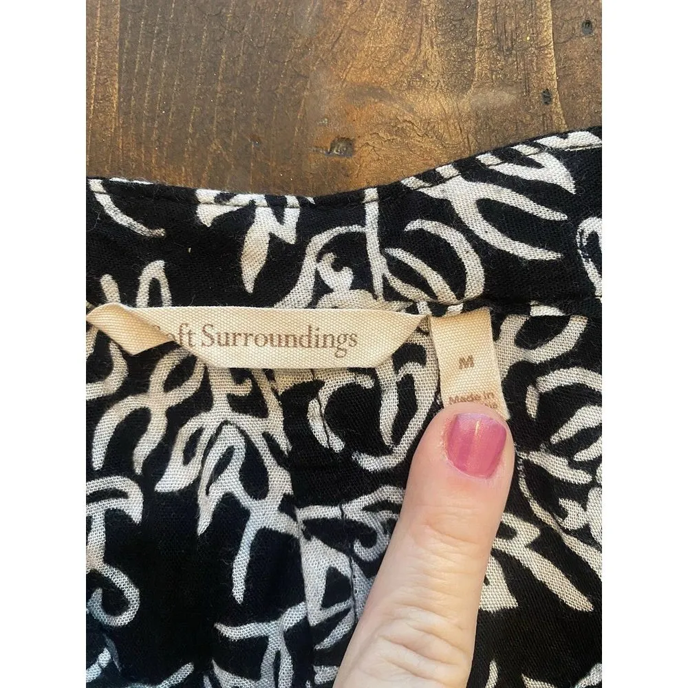 Soft Surroundings Womens Tunic Top Cover Up Black White Tassel Fringe Sz Medium - Image 3