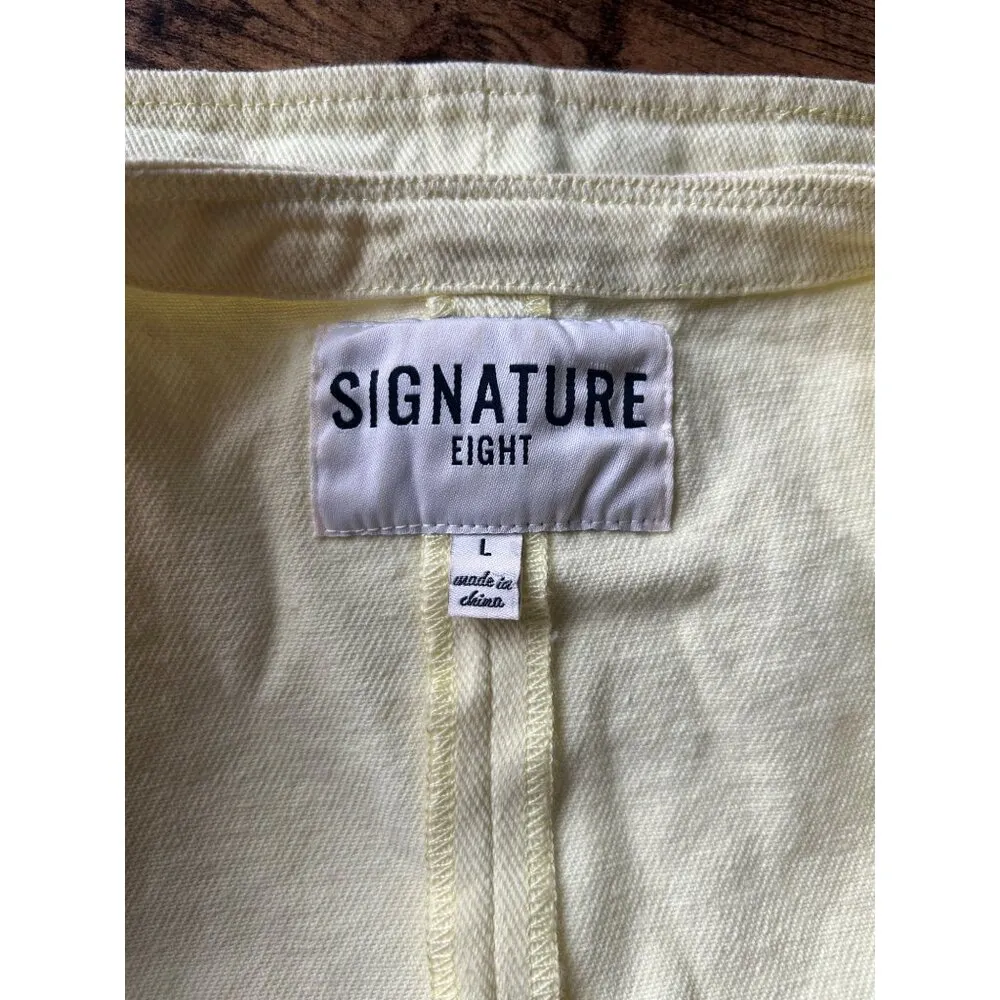 Signature Eight Yellow Denim Tie Front Crop Top Size L - Image 5