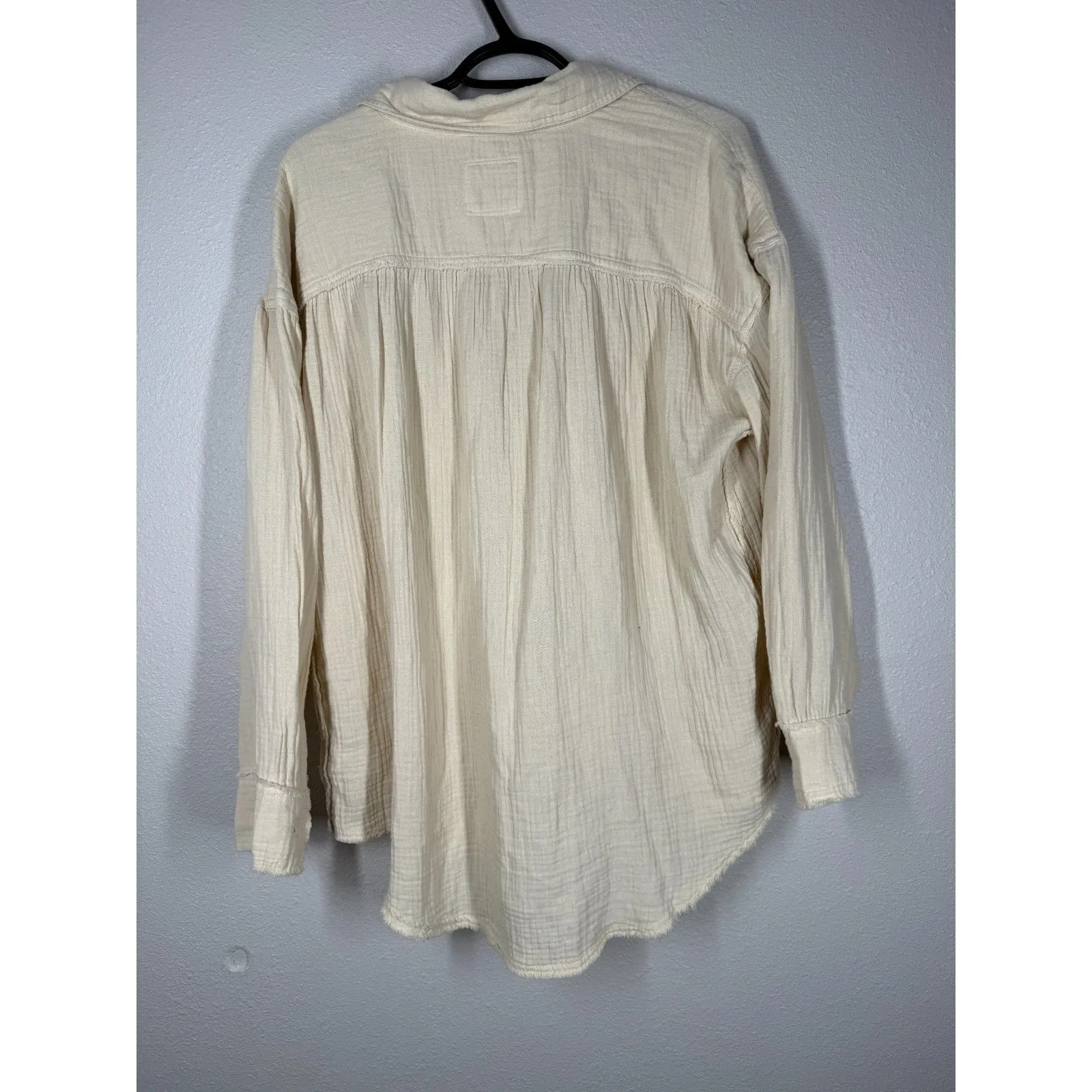 Aerie Womens Gauzy Cotton Button Up Top Sz XS Oversized Butter Yellow Beachy - Image 3