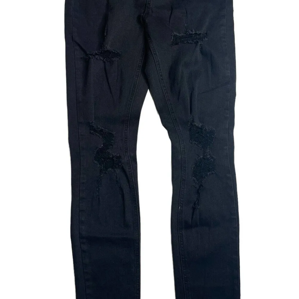 NEW Missguided Sinner Womens High Waist Skinny Black Distressed Jeans Size 4 - Image 2