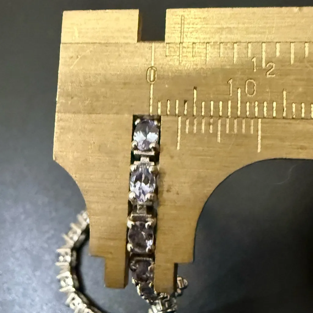 KJC 925 Sterling Silver Natural Tanzanite Gemstone 7” Tennis Bracelet 9g. Purple - Image 13