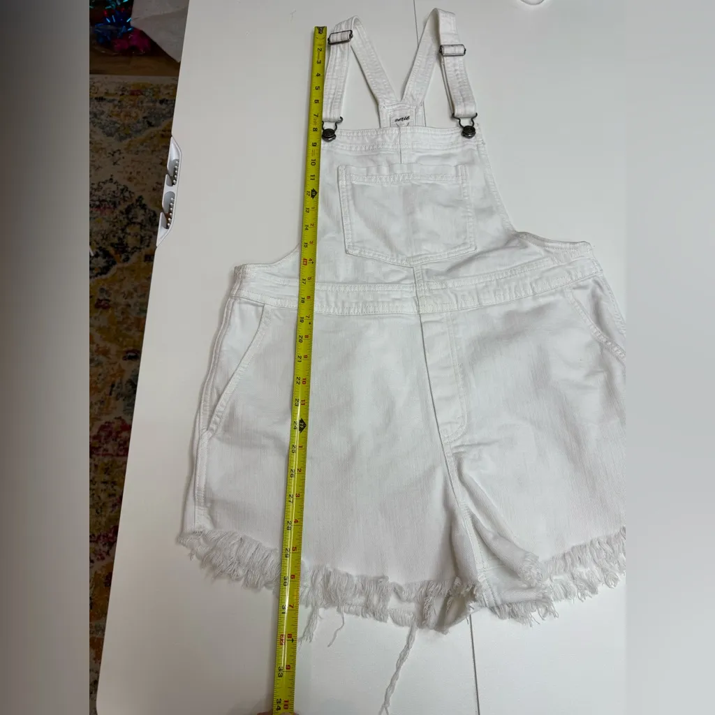Aerie White Women's Denim Overalls size M - Image 6
