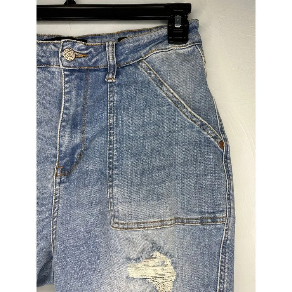 Judy Blue Boyfriend Fit Jeans Size 13 31" Distressed Light Denim Frayed Hem - Image 3