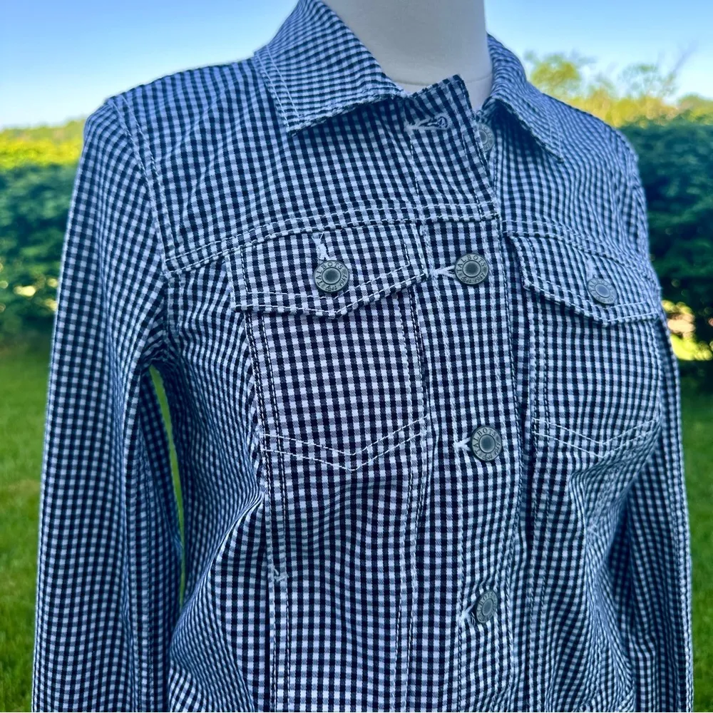 Talbots Black & White Gingham Checked Jean jacket - Image 12