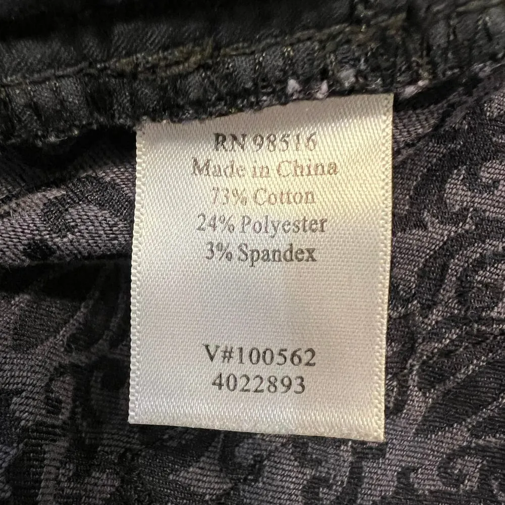 Coldwater Creek Natural Fit Navy Blue Jacqard Pants Size 14 Brocade Look - Image 10