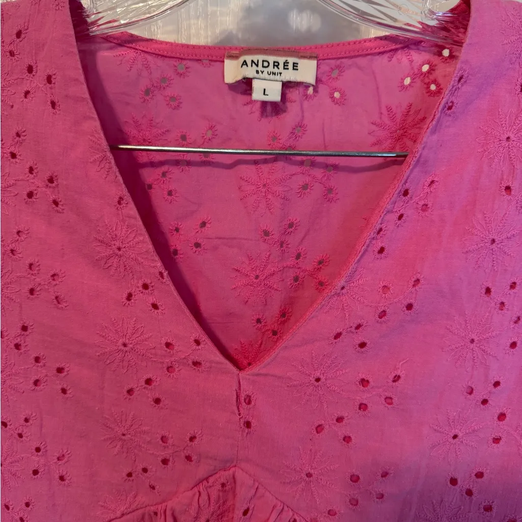 Andree Pink Flutter Sleeve Ruffled Blouse - Image 2