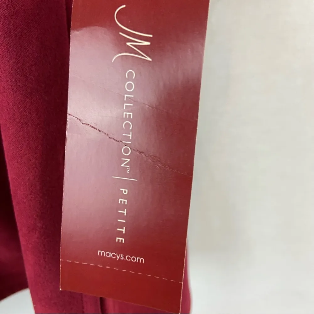 JM Collection Snap Front Dark Red Maroon Microsuede Top Size Petite Medium NWT - Image 97