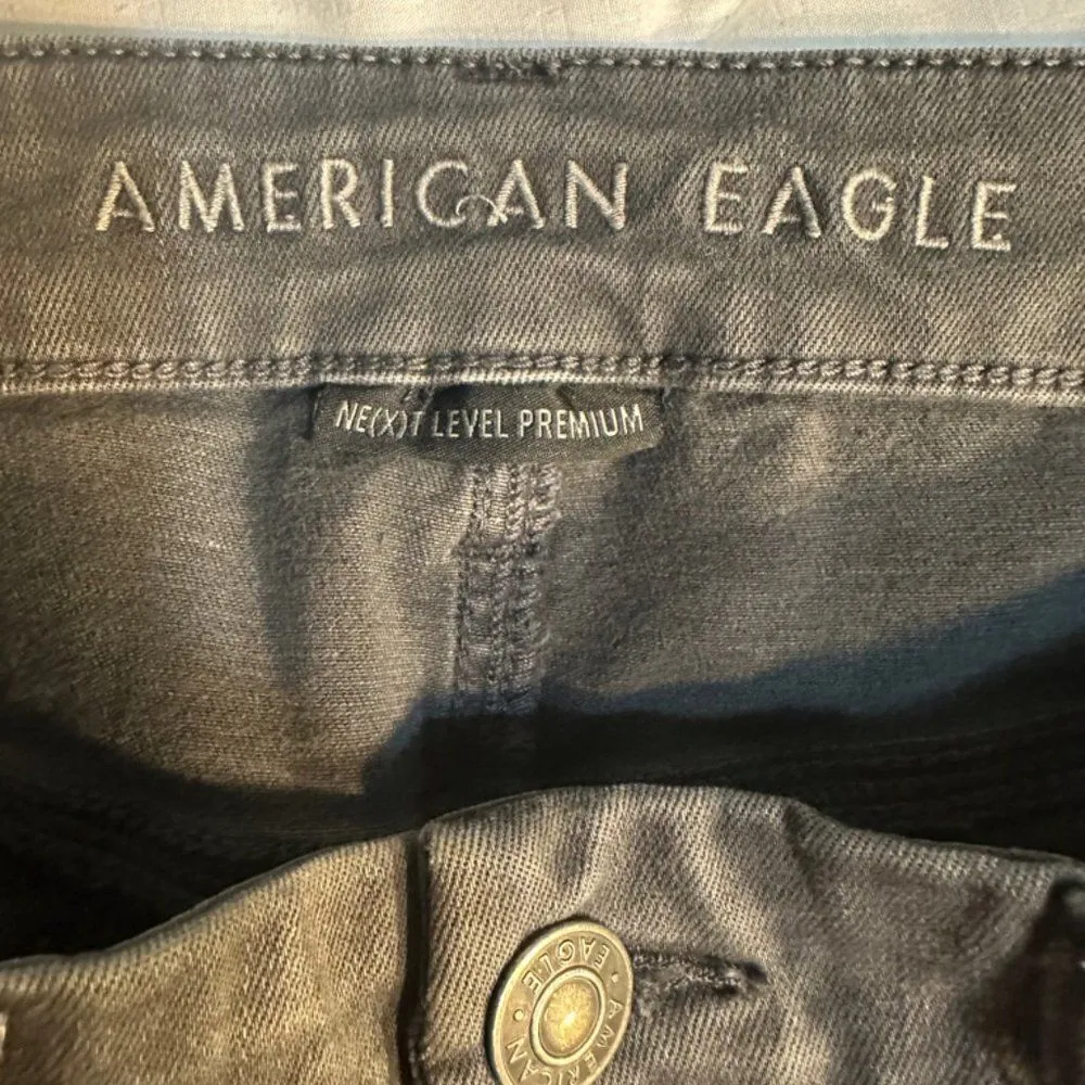American Eagle Size 10 Short Hi-Rise Inseam: 26 inches Dark grey Denim Skinny - Image 10
