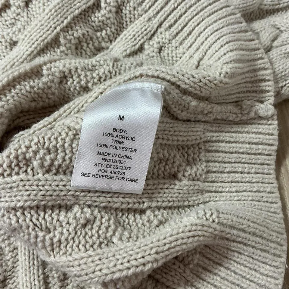 PINK ROSE Cable Knit Faux Fur Collar Cardigan Sweater Cream Beige Penny Lane - Image 5