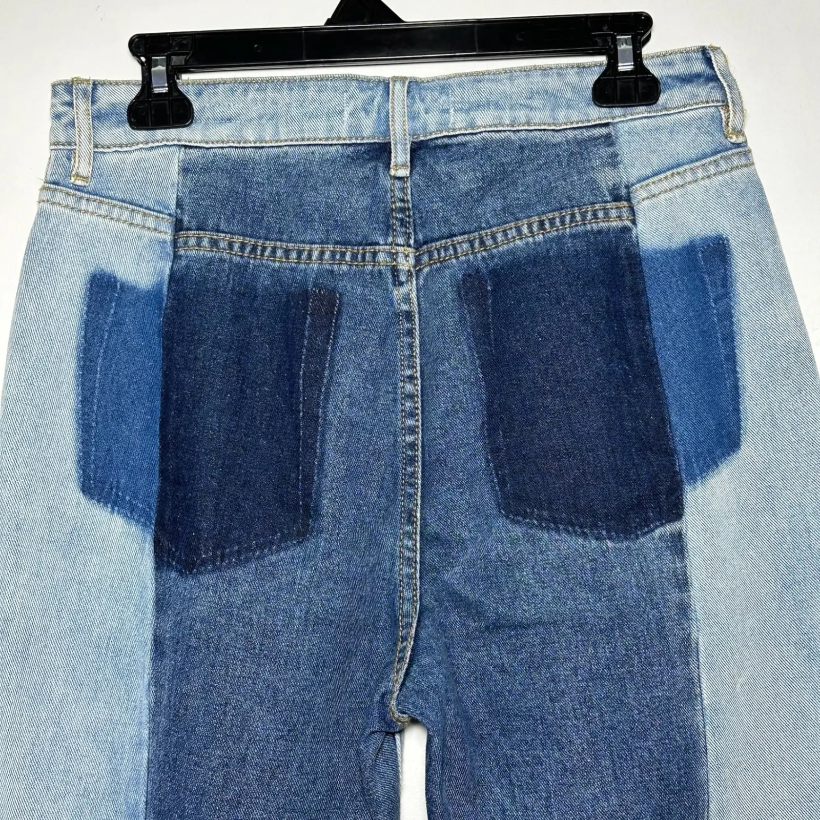 Pacsun Mom Jeans Two Tone Color Block Denim Women Size 29 Distressed Raw Hem - Image 11