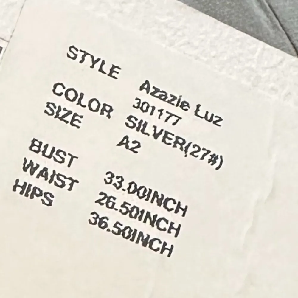 Azazie Luz Bridesmaid Dress Gown Silver Grey Lace Flowy Size A2 2 Women's NWT - Image 15