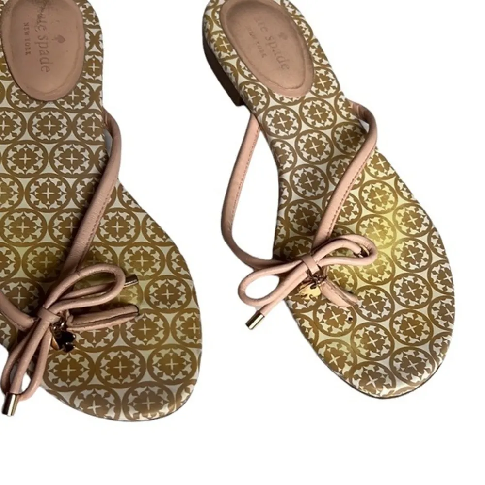 Kate Spade Sandal Mystic Bow Blush Pink Gold Accent Flip Flop - Image 4