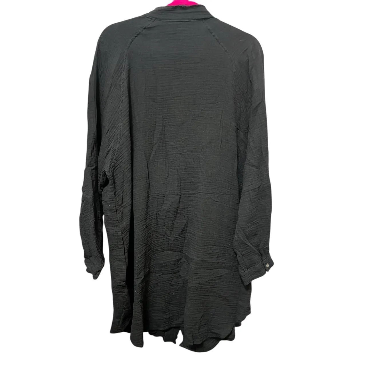 iGENJUN Tunic Smock Shirt Dress Womens Large Black Boho V - Image 3