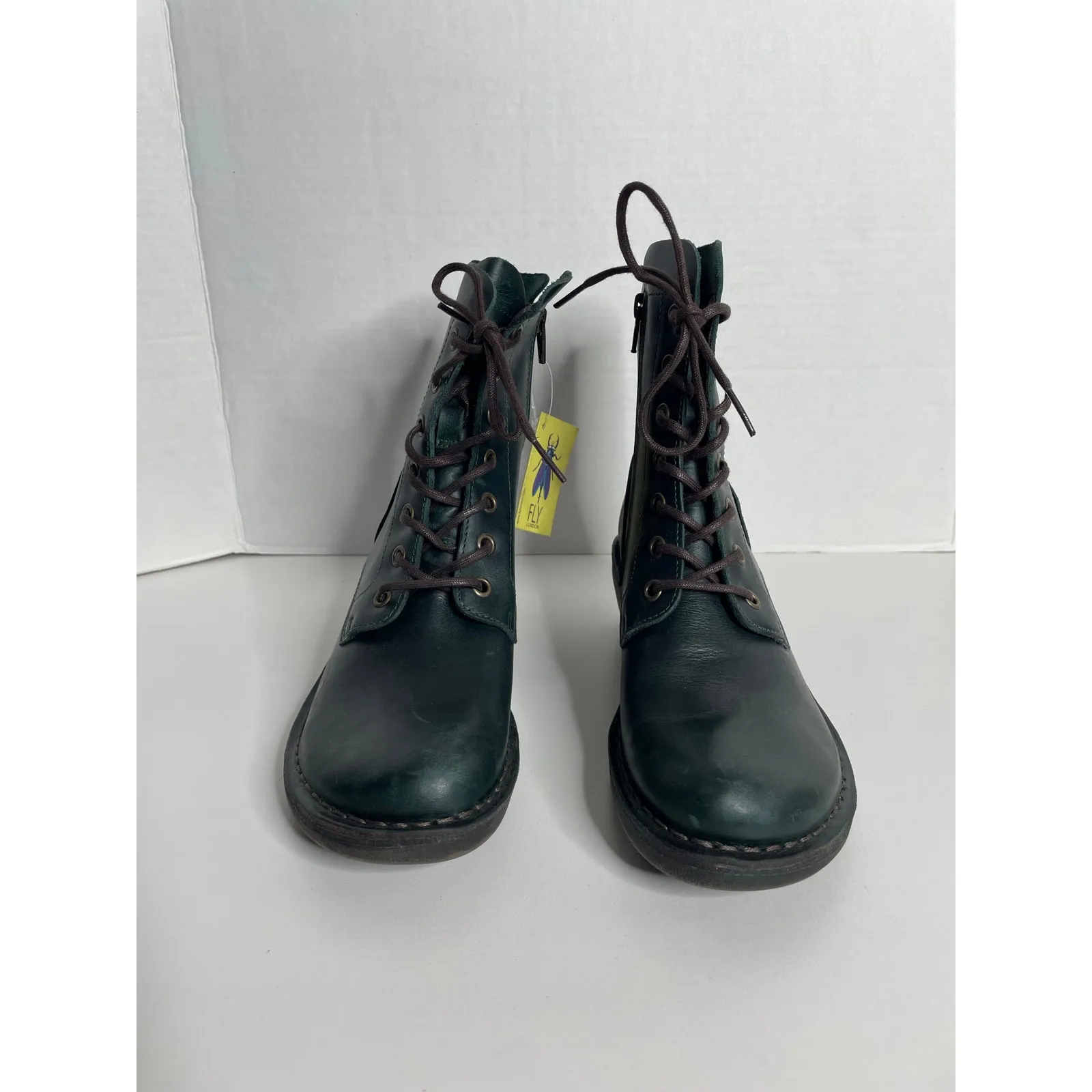 NEW NWOB Fly London Women's MILU Side-Zip Lace-up Ankle Boot Green Sizde 37 - Image 2